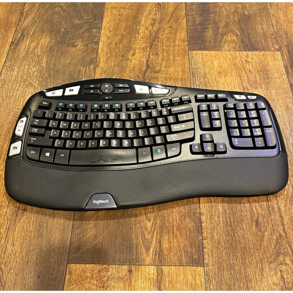 Logitech K350 Comfort Wave Ergonomic Wireless USB Keyboard Black Multimedia Keys